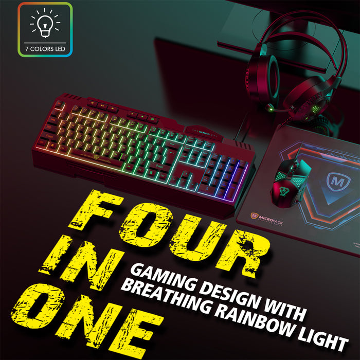 My Best Buy - Gaming Mouse Keyboard Combo 4 In 1 Backlight Combination Breathing Rainbow LED