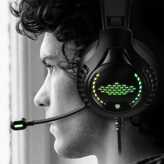 My Best Buy - Rainbow Light Gaming Headset Flexible Microphone 7-Color Rainbow LED Lamp