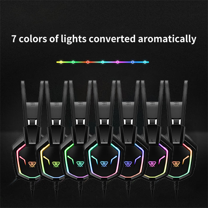 My Best Buy - 7.1 Surround RGB Gaming Headset Automatic Adjustment Headband Rainbow Light
