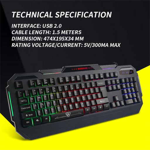 My Best Buy - Rainbow Backlit Gaming Keyboard 19 Game Anti Ghosting Keys USB 2.0 Interface AU