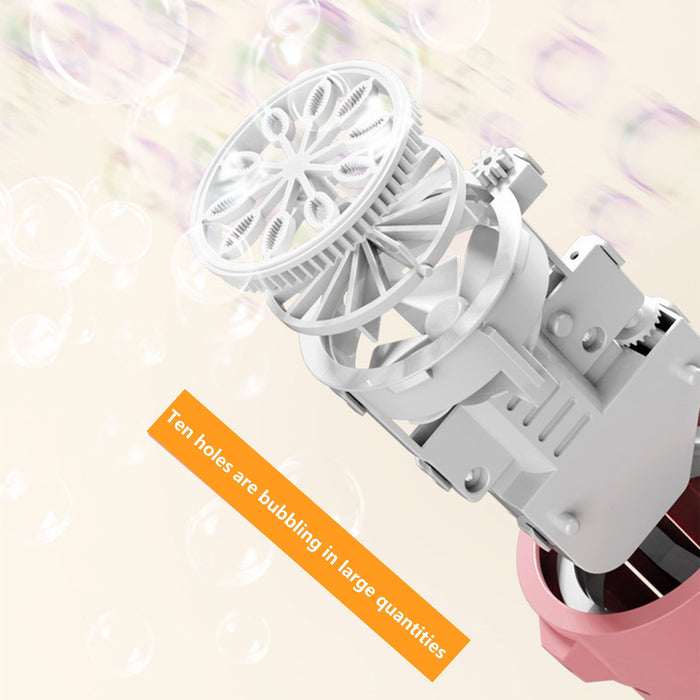 My Best Buy - Bubblerainbow Bubble Machine Fully Automatic Hand-Held Spray Gun Electric 10-Hole Toy Pink