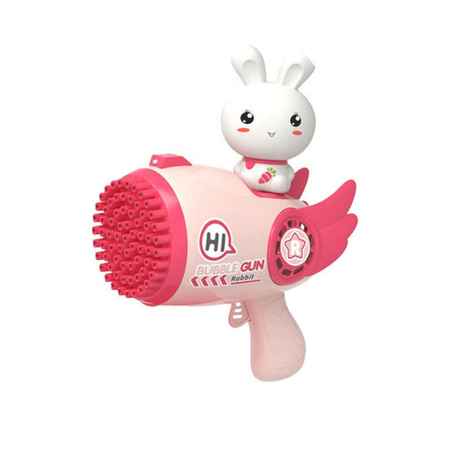 My Best Buy - Bubblerainbow Pink Rabbit 69-Hole Automatic Bubble Gun Toy Outdoor Soap Cartoon Machine