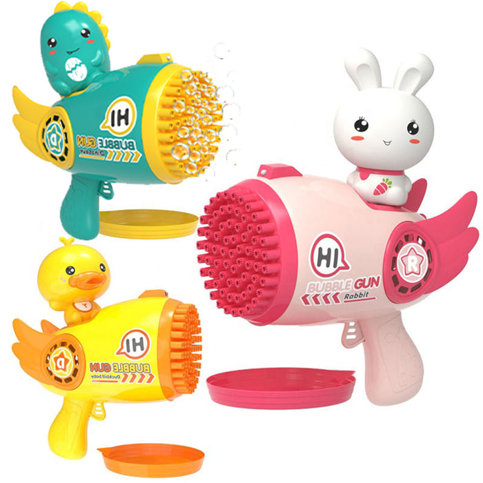 My Best Buy - Bubblerainbow Pink Rabbit 69-Hole Automatic Bubble Gun Toy Outdoor Soap Cartoon Machine