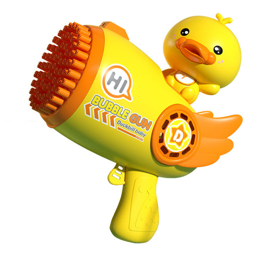 My Best Buy - Bubblerainbow Yellow Duck 69-Hole Automatic Bubble Gun Toy Outdoor Soap Cartoon Machine
