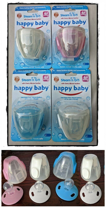 My Best Buy - 4 Pack - Happy Baby Steam n Go Cherry Silicone Soother