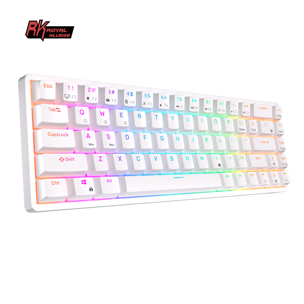 My Best Buy - ROYAL KLUDGE RK68 Wireless Hot Swap White 65% Mechanical Keyboard, Red Switch