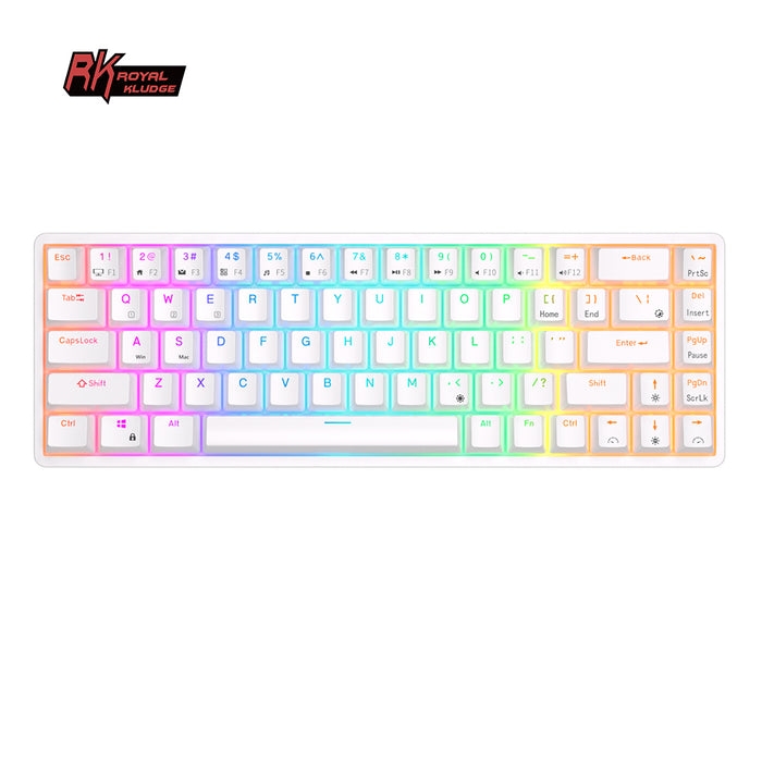 My Best Buy - ROYAL KLUDGE RK68 Wireless Hot Swap White 65% Mechanical Keyboard, Red Switch