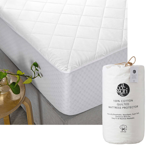 My Best Buy - Accessorize Cotton Quilted Mattress Protector Double