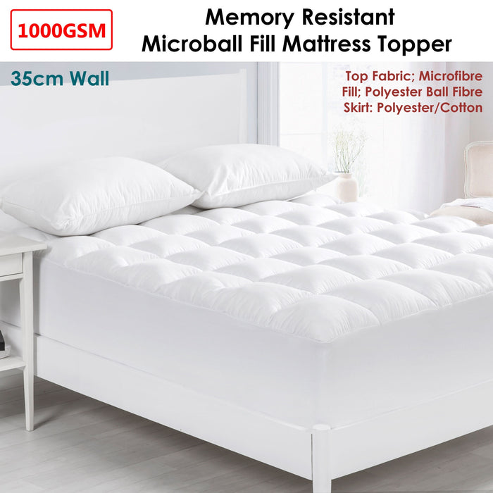 My Best Buy - Cloudland 1000GSM Memory Resistant Microball Fill Mattress Topper King Single