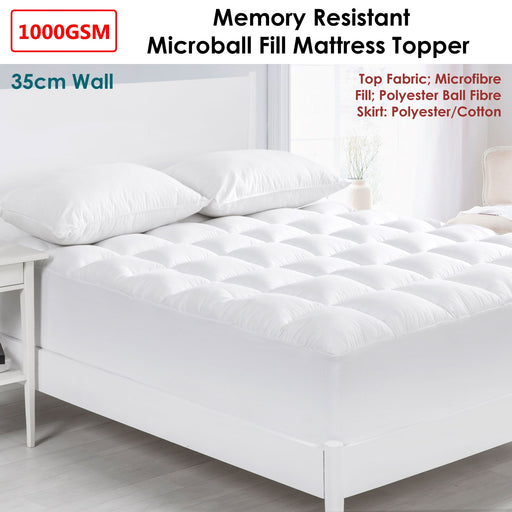 My Best Buy - Cloudland 1000GSM Memory Resistant Microball Fill Mattress Topper Super King