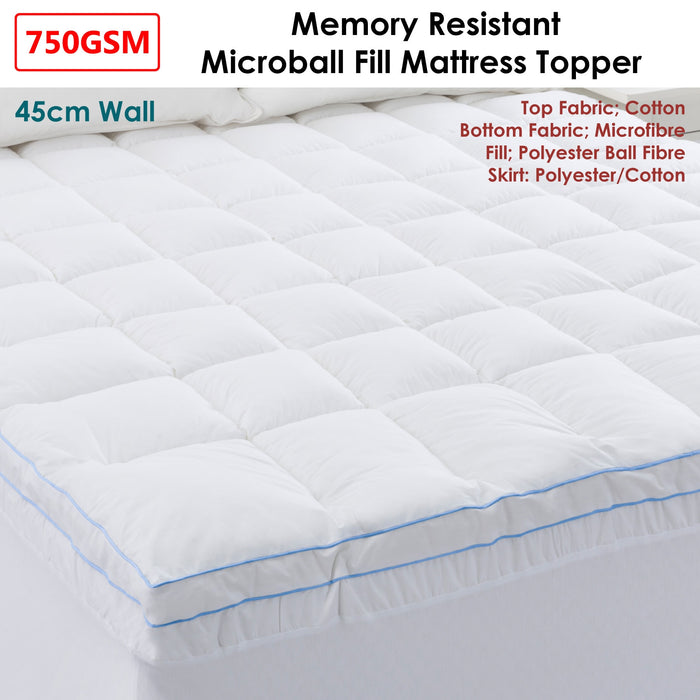 My Best Buy - Cloudland 750GSM Memory Resistant Microball Fill Mattress Topper Super King