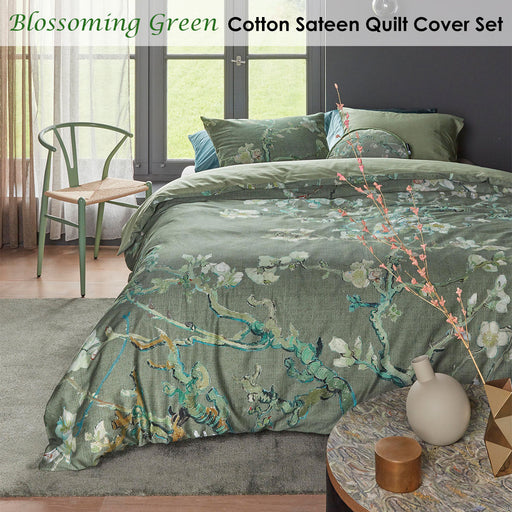 My Best Buy - Bedding House Blossoming Green Cotton Sateen Quilt Cover Set King