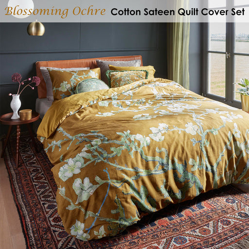 My Best Buy - Bedding House Blossoming Ochre Cotton Sateen Quilt Cover Set King