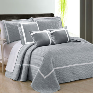 My Best Buy - 6 piece two tone embossed comforter set king silver