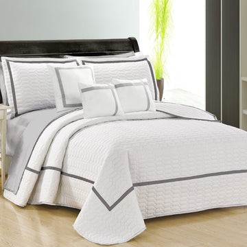My Best Buy - 6 piece two tone embossed comforter set queen white