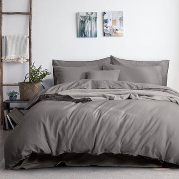 My Best Buy - luxurious linen cotton quilt cover set king grey