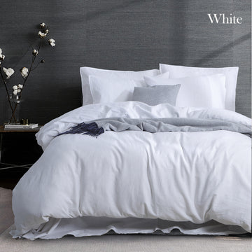 My Best Buy - luxurious linen cotton quilt cover set queen white