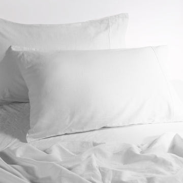 My Best Buy - luxurious linen cotton sheet set 1 mega queen white