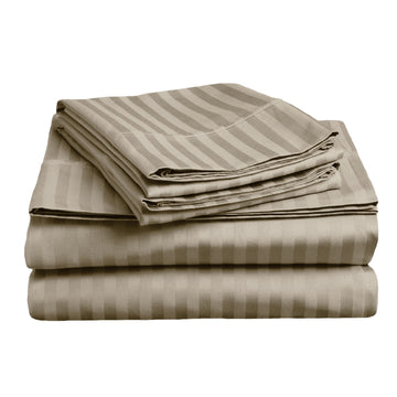 My Best Buy - soft stripe microfibre sheet set double taupe