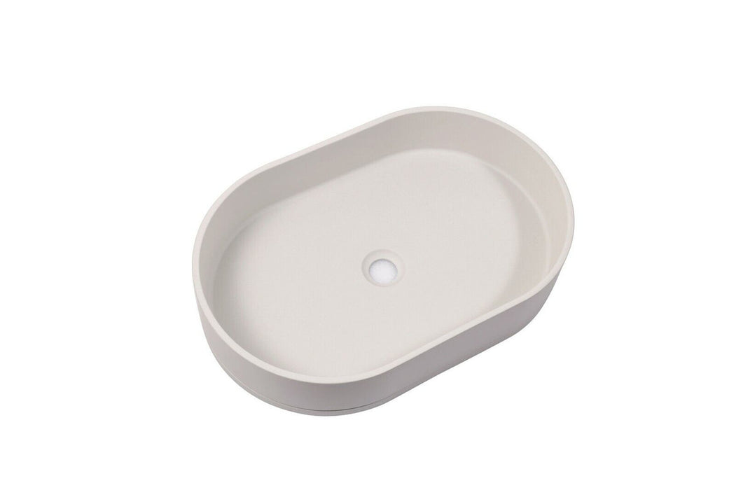 My Best Buy - Ultra Modern Concrete Cement Wash Basin Counter Top Matte White Oval Basin