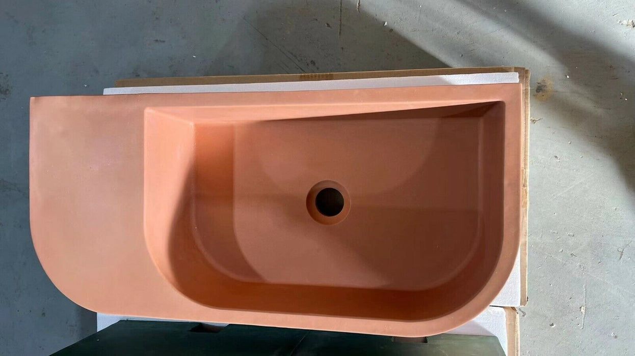 My Best Buy - New Concrete Cement Wash Basin Counter Top Matte Clay Red Wall Hung Basin