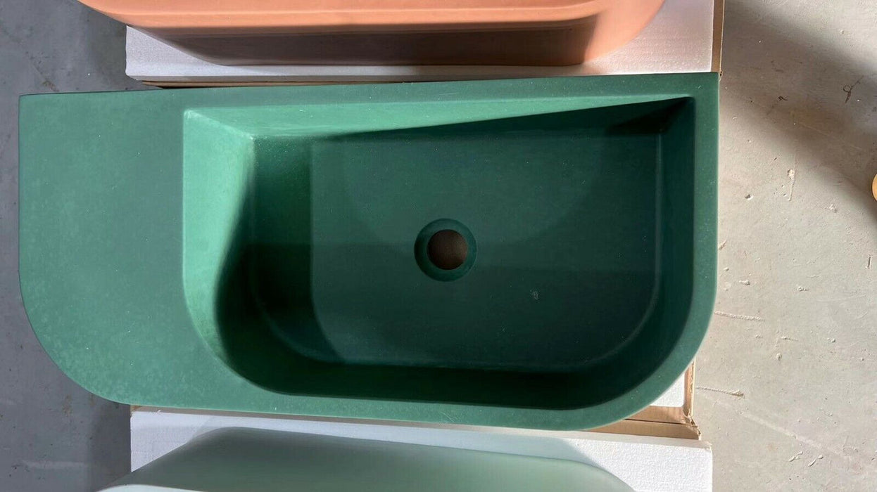 My Best Buy - New Concrete Cement Wash Basin Counter Top Matte Lake Green Wall Hung Basin