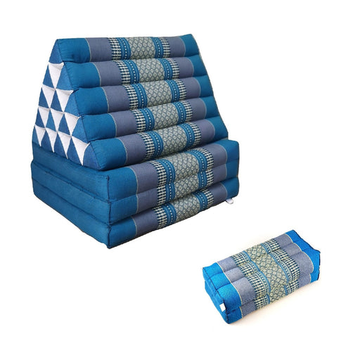 My Best Buy - Jumbo Thai Triangle Pillow THREE FOLDS Blue + Arm/Leg Rest Block
