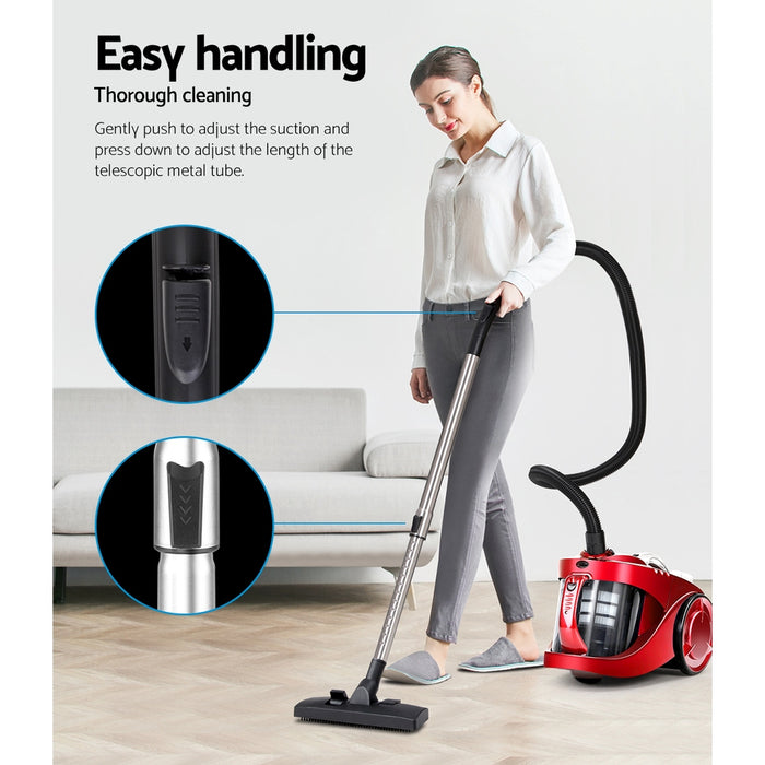 My Best Buy - Devanti Bagless Vacuum Cleaner Cleaners Cyclone Cyclonic Vac HEPA Filter Car Home Office 2200W Red