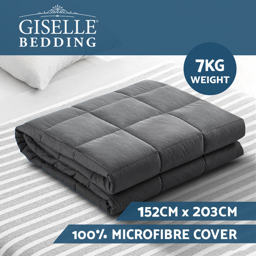 My Best Buy - Weighted Blanket Adult 7KG Heavy Gravity Blankets Microfibre Cover Glass Beads Calming Sleep Anxiety Relief Grey