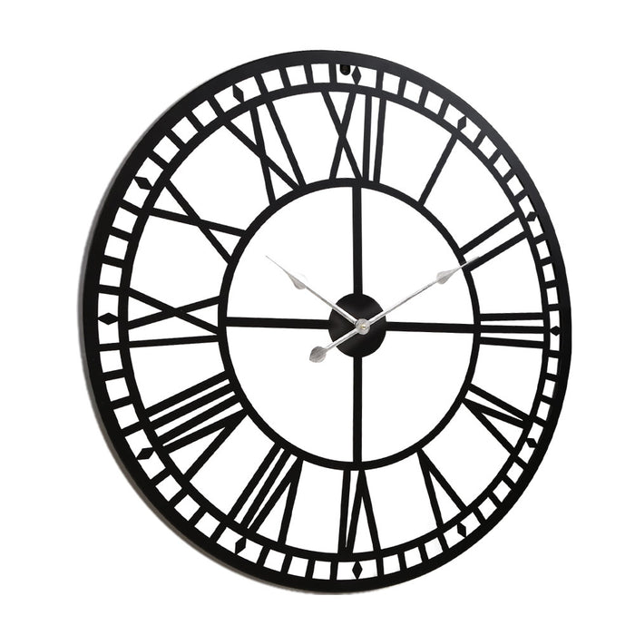 My Best Buy - Artiss Wall Clock 60CM Large Roman Numerals Round Metal Luxury Wall Clocks Home Decor Black