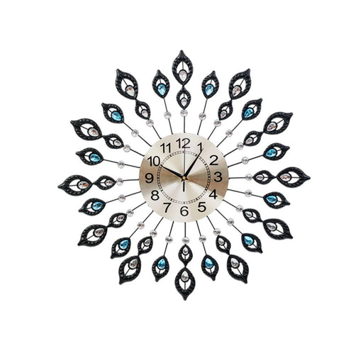 My Best Buy - Artiss 60CM Peacock Wall Clock Large 3D Modern Crystal Luxury Round Wall Clocks Home Decor Black