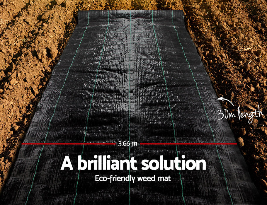 My Best Buy - Instahut 3.66m x 30m Weedmat Weed Control Mat Woven Fabric Gardening Plant PE