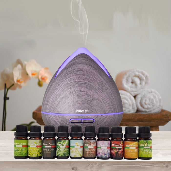 My Best Buy - Purespa Diffuser Set With 10 Pack Diffuser Oils Humidifier Aromatherapy