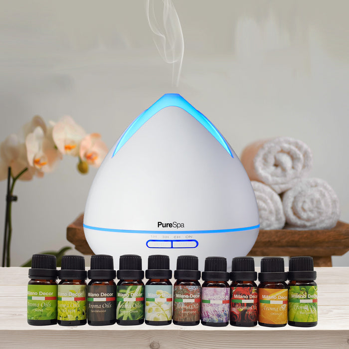 My Best Buy - Purespa Diffuser Set With 10 Pack Diffuser Oils Humidifier Aromatherapy