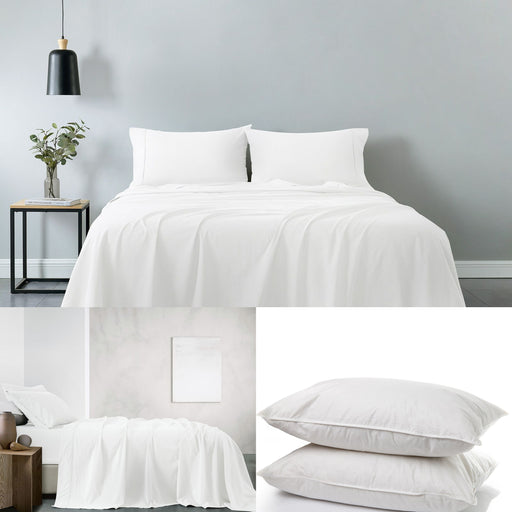 My Best Buy - Royal Comfort 100% Cotton Soft Sheet Set And 2 Duck Feather Down Pillows Set