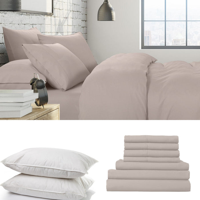 My Best Buy - 1500 Thread Count 6 Piece Combo And 2 Pack Duck Feather Down Pillows Bedding Set