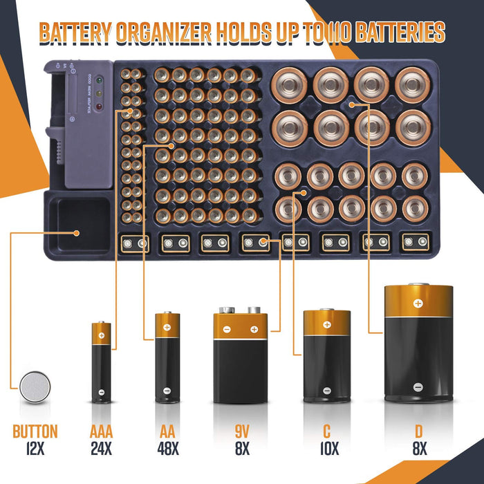 My Best Buy - Battery Caddy - Battery Storage Organizer and Holder + Free Battery Tester as Free Bonus _ Top Seller