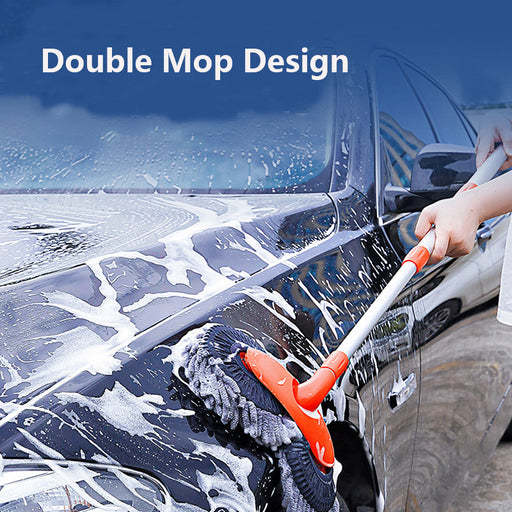 My Best Buy - Rotating Double Brush Head Car Wash Mop, Three-Section Telescopic Mop Roof Window Cleaning