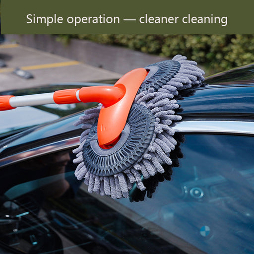 My Best Buy - Rotating Double Brush Head Car Wash Mop, Three-Section Telescopic Mop Roof Window Cleaning