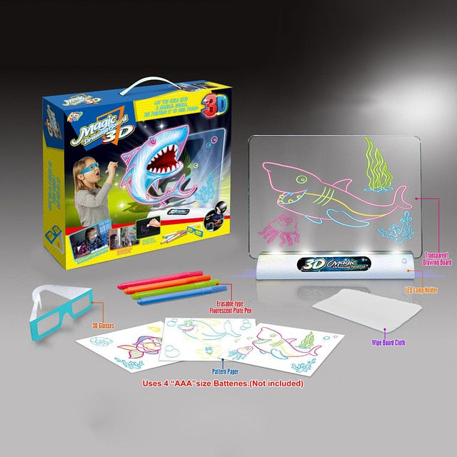 My Best Buy - Early Educational 3D Magic Drawing Board - Multi-function Sketchpad 3D Drawing Pad - Flashing Lights... - MyBestBuy.com.au